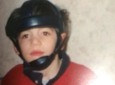 A helmet protecting a young Ryan